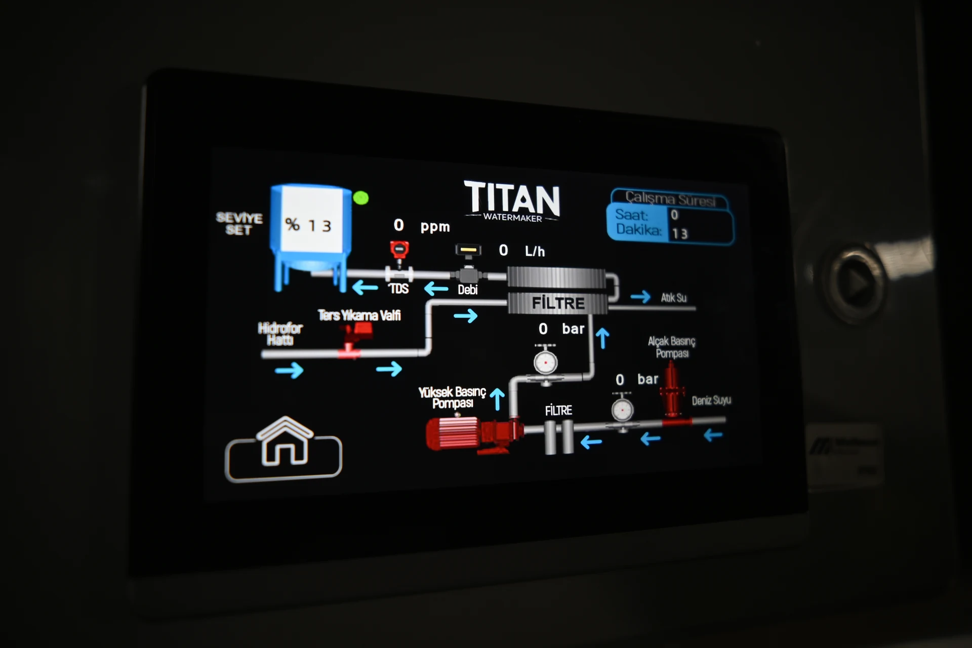 Titan dokunmatik kontrol ekranı